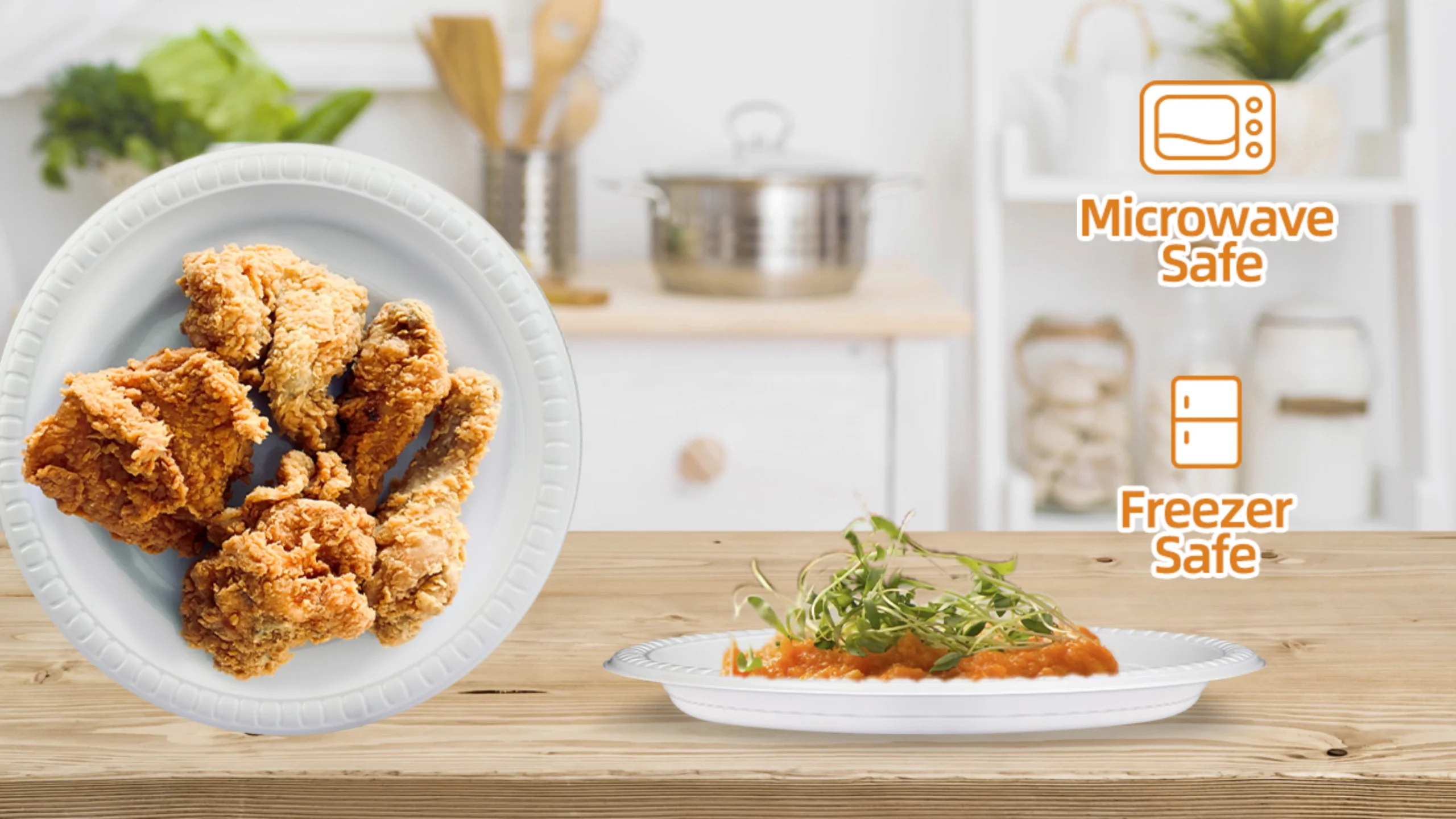 Round 9 Inch 100 Food Grade Material Plastic Plates Microwaveable