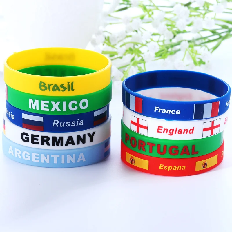 Silicone Wristbands Custom Logo Promotional Country Flags Silicone Bracelet for Event