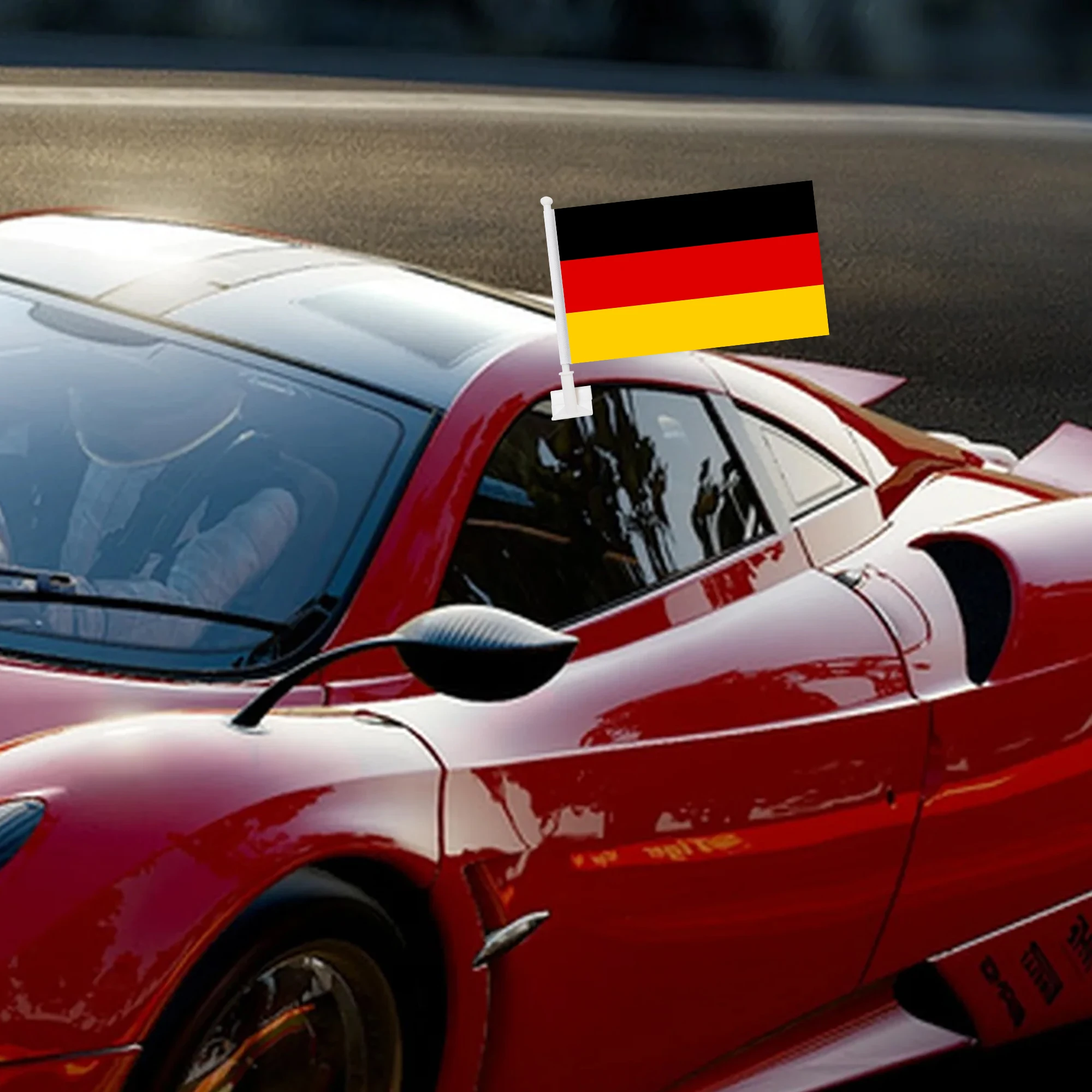 Bandiera Da Auto Germania 30x45 Cm Con Asta, Nero-rosso-oro, Per Finestrino, Da Tifoso