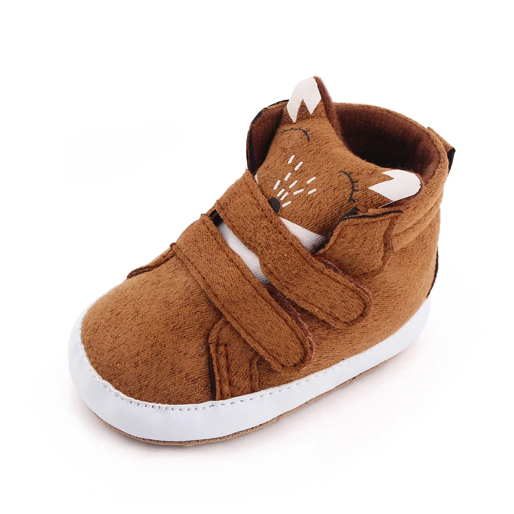 Spring and Autumn Baby Boys Indoor Soft Soled Cute Cartoon Animal Baby High Top Toddler Shoes details