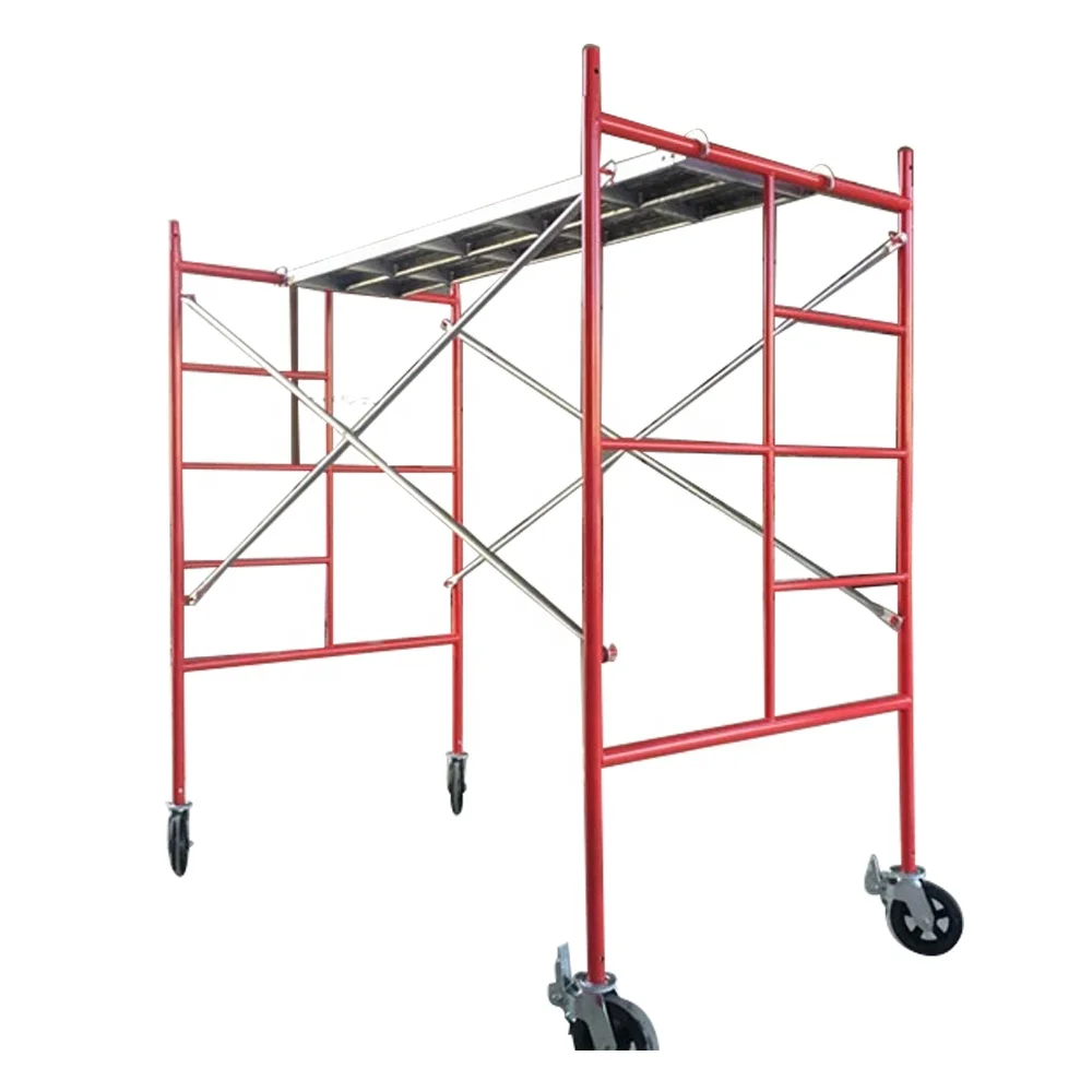 Walk Through Scaffold Frame Weld Arch Steel Painting a Frame Q235 Tubular Steel Ladder Frame Scaffolding