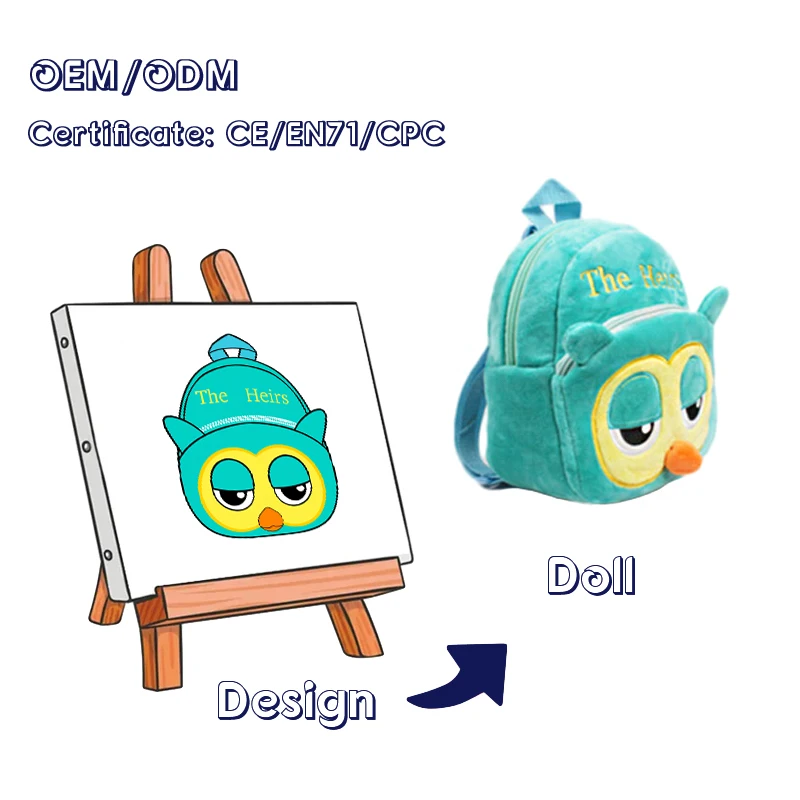 Low MOQ Custom Design Stuff Plush Doll Backpack Stuffed Animal Toys Plush Backpack Custom Plush Bag Custom Plush Backpack