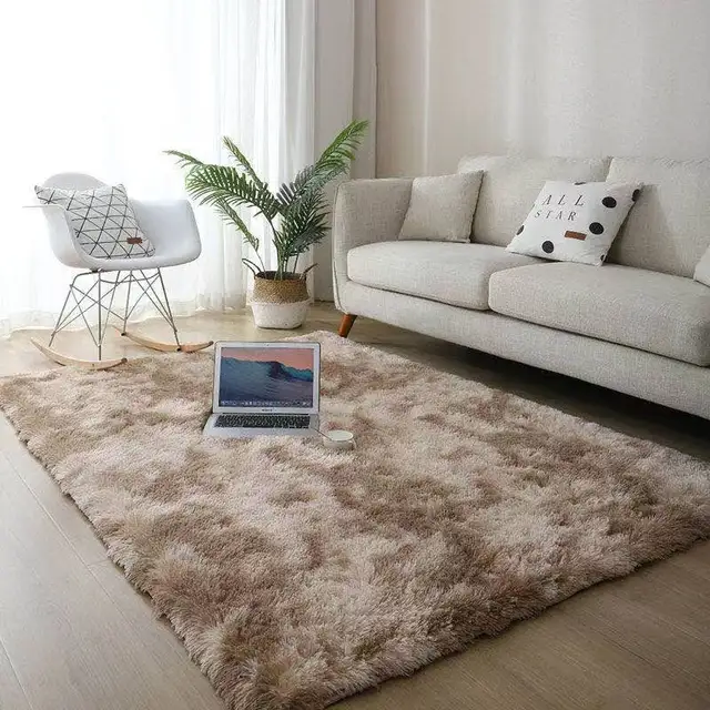 Modern Soft PV Fur Area Rug Non-Slip Fuzzy Shag Plush Furry Floor Carpet for Bedroom Living Room 3 x 5 ft