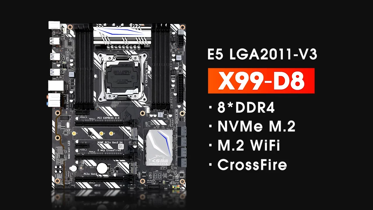 high quality X99 D8 Mainboard LGA2011-V3 Professional 4 Channel DDR4  Desktop Computer Motherboard Module