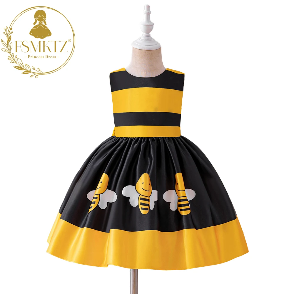 【さらママ】ドール　赤ちゃん　ドレス　服　ぶどう　チアガール　ハロウィン FSMKTZ卸売子供服蜂印刷赤ちゃん女の子サテン生地子供のための