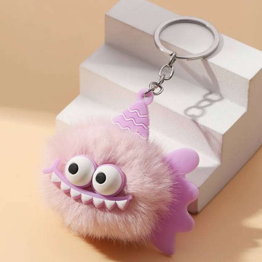 Cute Plush Little Monster Keychain - Creative Fur Ball