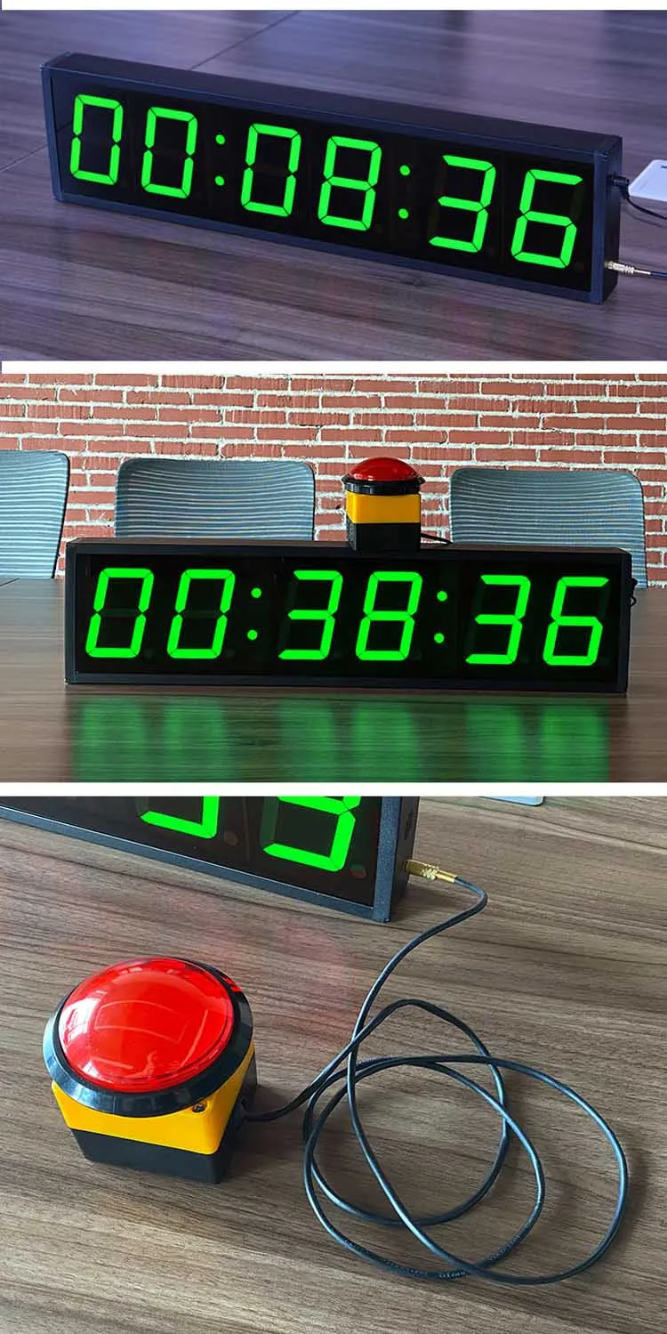 Green Color Large Hour Minute Second Display Programable Led Wall Clock ...