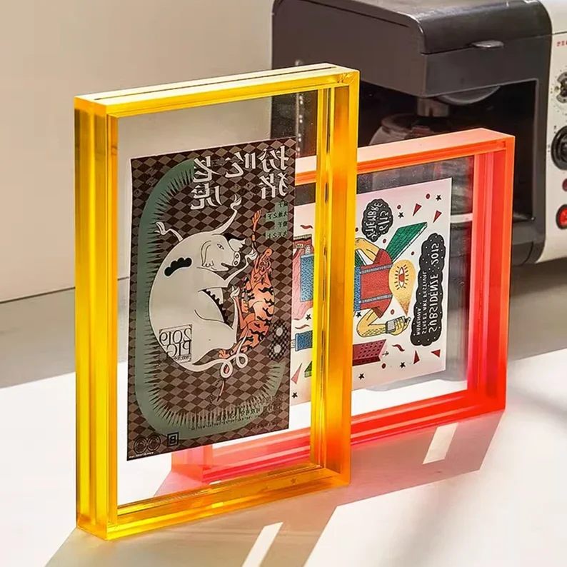 Thickened colored acrylic double-sided transparent photo frame desktop photo frame wall mounted color decoration