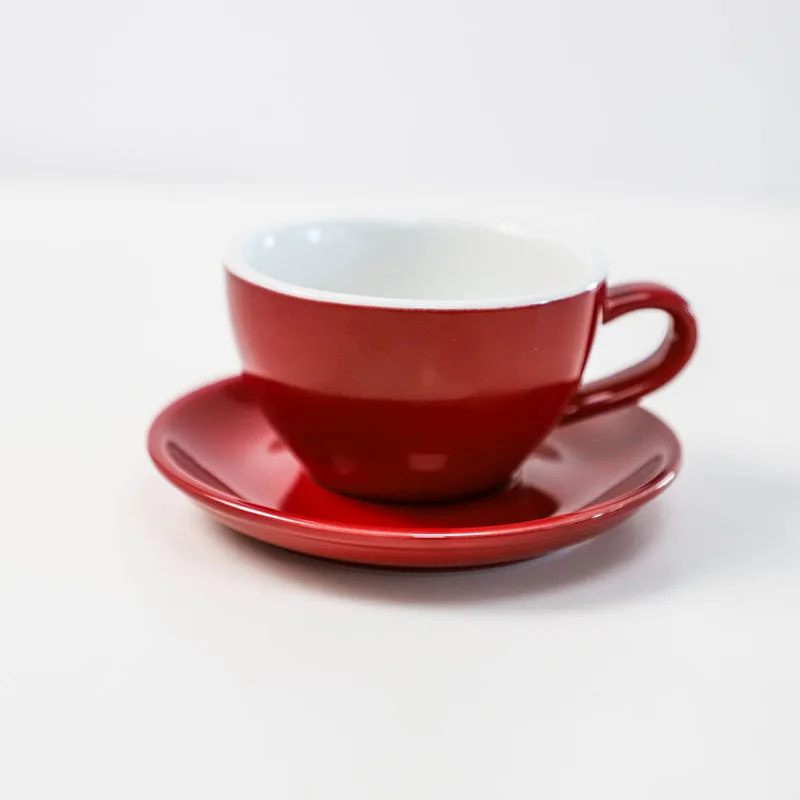 Coffeezone Americano Cup and Saucer Latte Art & Cappuccino for Barista  (Matte Orange, 8.5 oz)