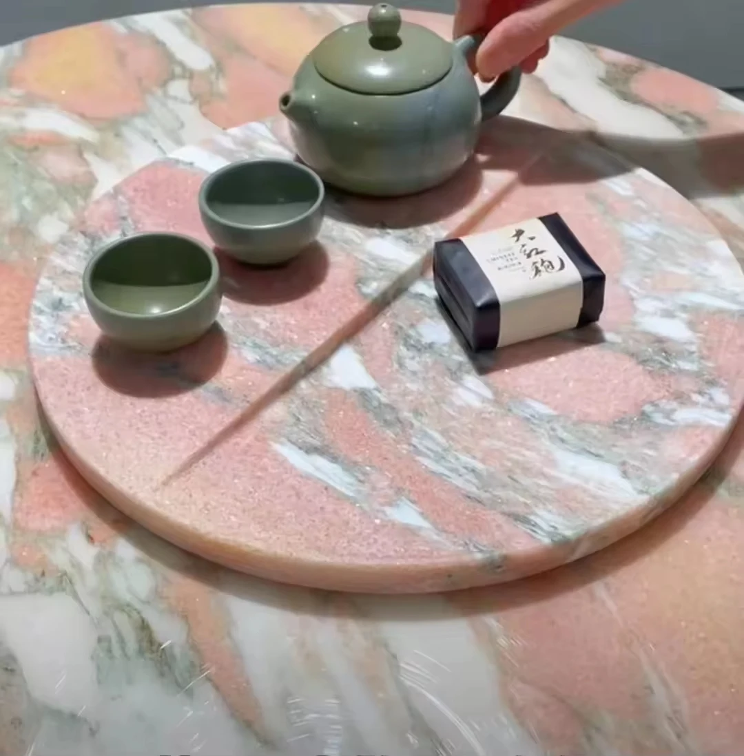 product yuanda oem factory wholesale rose marble tabletop custom size polished honed round oval dining coffee table top supplier807-7