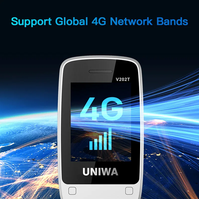 UNIWA V202T Double Screen 4G Volte Flip Keypad Mobile Phone with SOS Button for Seniors