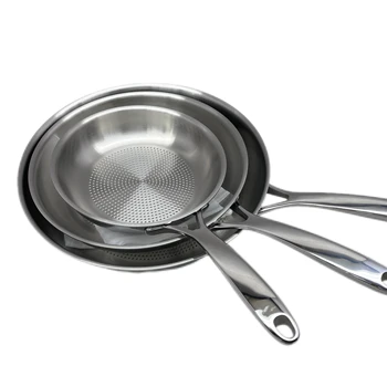 20/26/30cm SS Cookware Dot Pattern Frying Pan Set Flat Pan