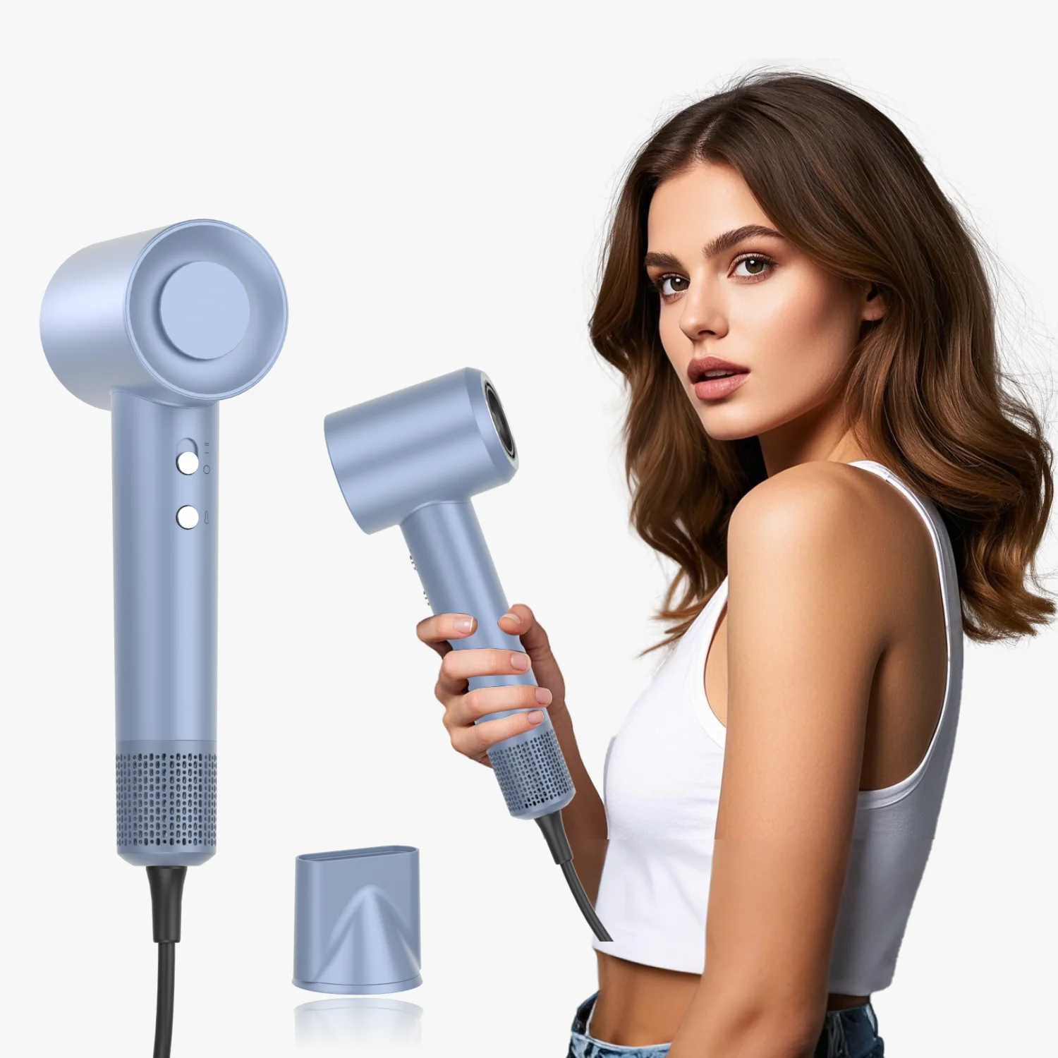 Hot Comb Electric Rotating 110000 Rpm Bldc Easy Filter Cleaning Round Electric Powerful High Speed Foldable Hair Dryer