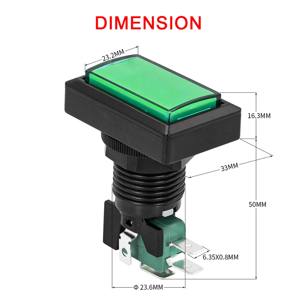 12V Led Light Square Led Push Button Switch Game Machine Push Square Game Arcade Machine Push Button Start
