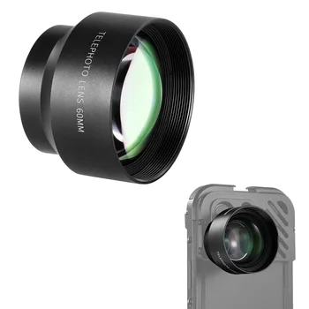 NEEWER HD 60mm Telephoto Lens 2X Magnification for iPhone 15 Pro Max/Samsung/Xiaomi Phone Cage Case with 17mm Lens Adapter