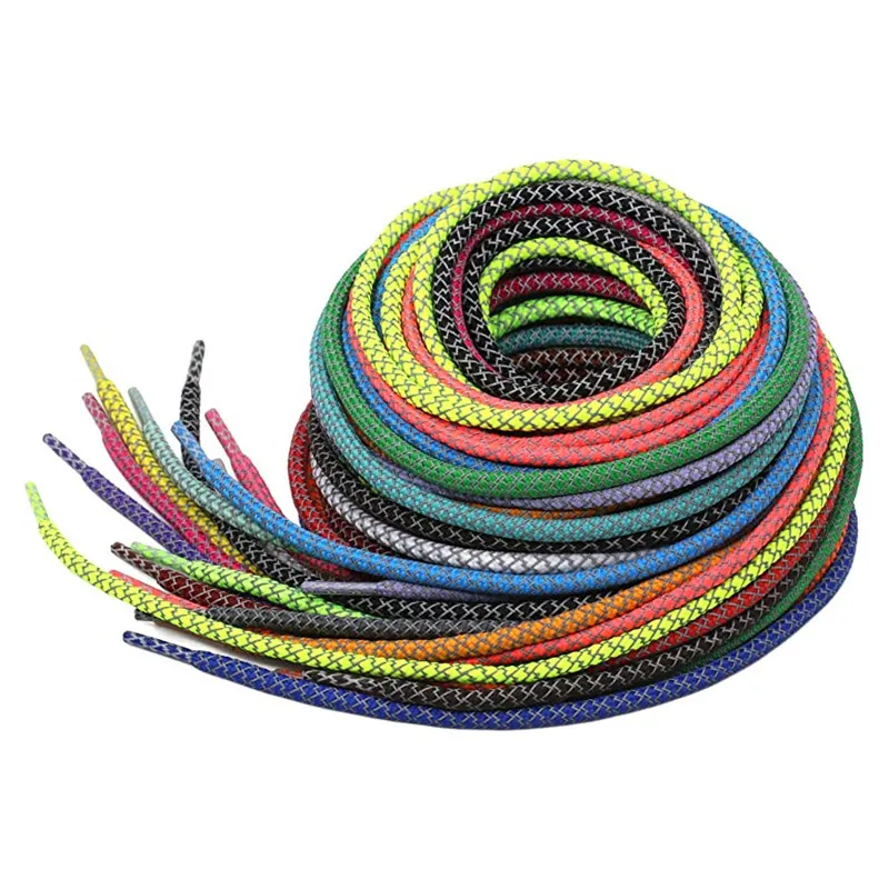 Yrunfeety Shoelaces 5MM Thick Round Reflective Shoe Laces Safety