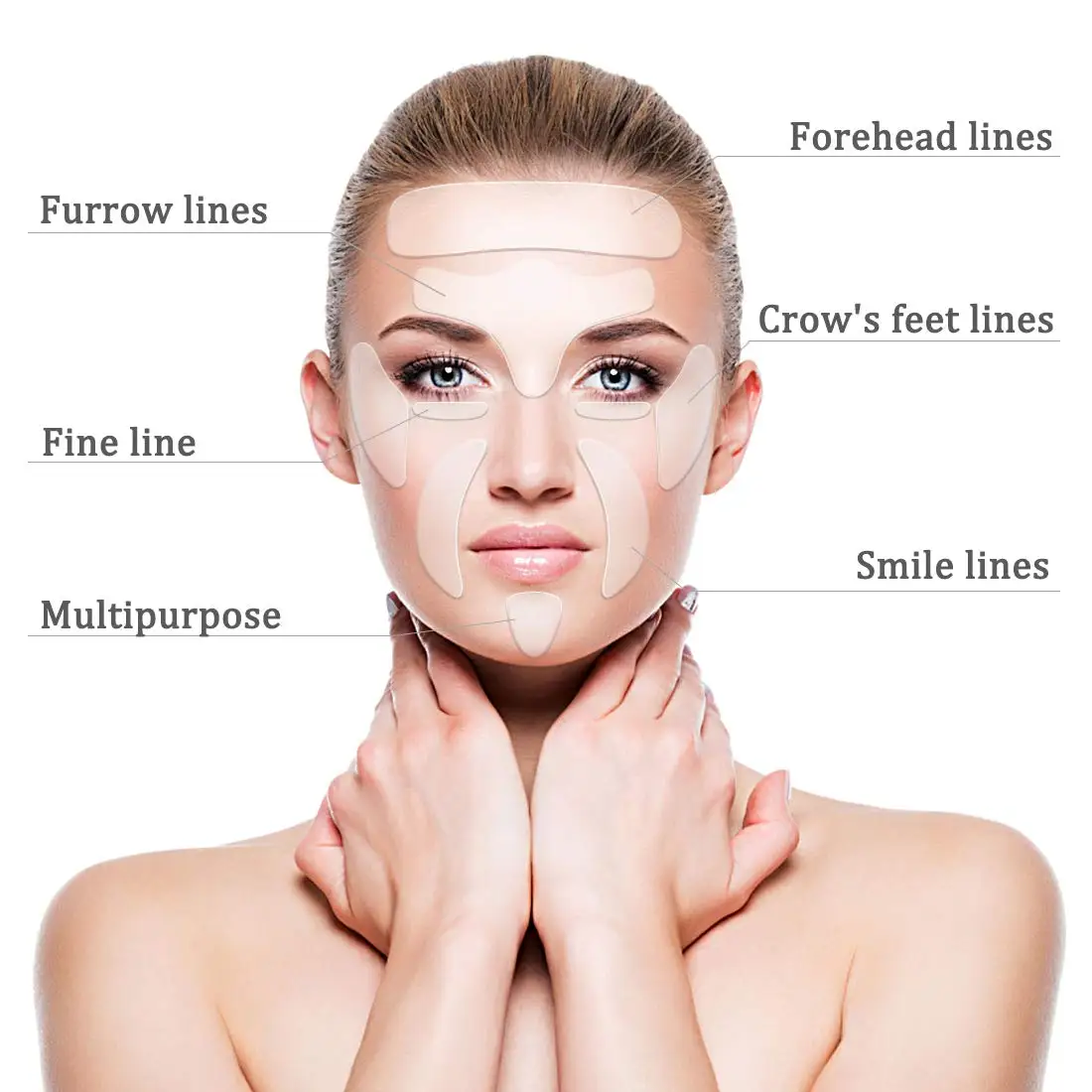 Reusable Face And Forehead Wrinkles Patches Overnight Silicone Chest