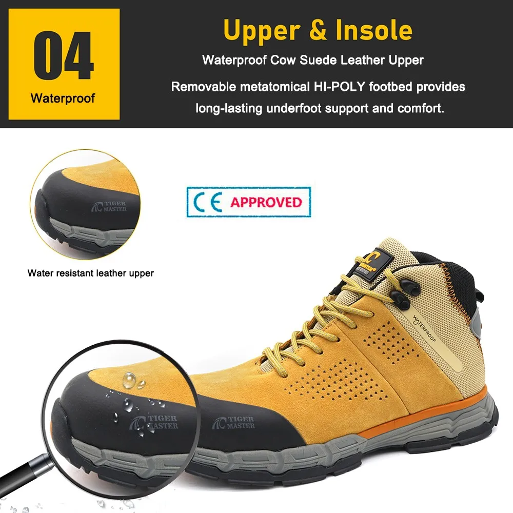 Oil Acid Resistant Anti Slip Rubber Outsole Safety Shoes Fiberglass Toe