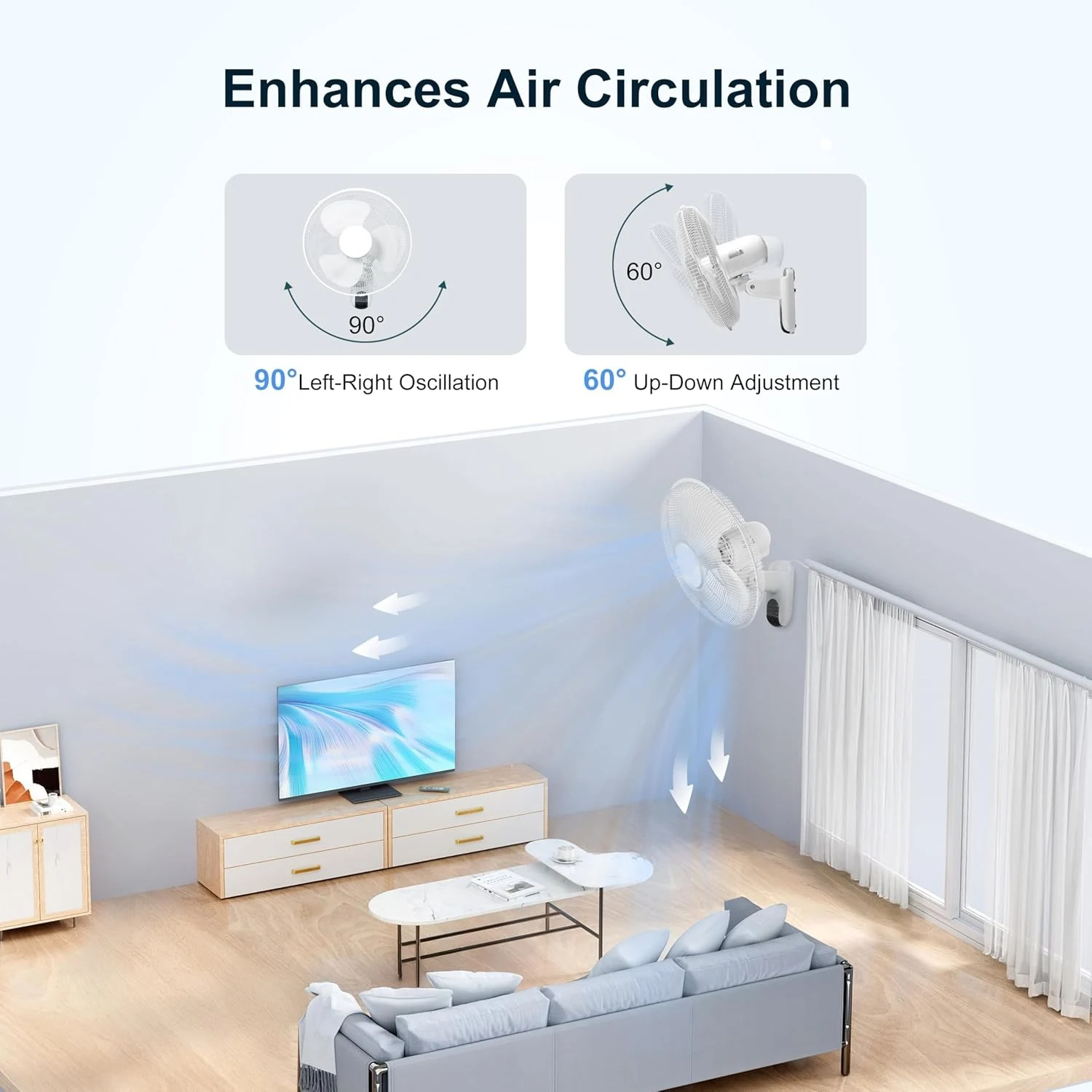 Oscillating Wall Mount Fan, 18''Classic, HJ-18WFR - detail 18