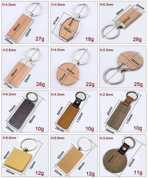 Wholesale Sublimation Blanks Keychain Wood Accessories Wooden Key Chain
