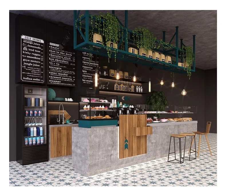 灰色石英餐厅前台服务台收银台台面