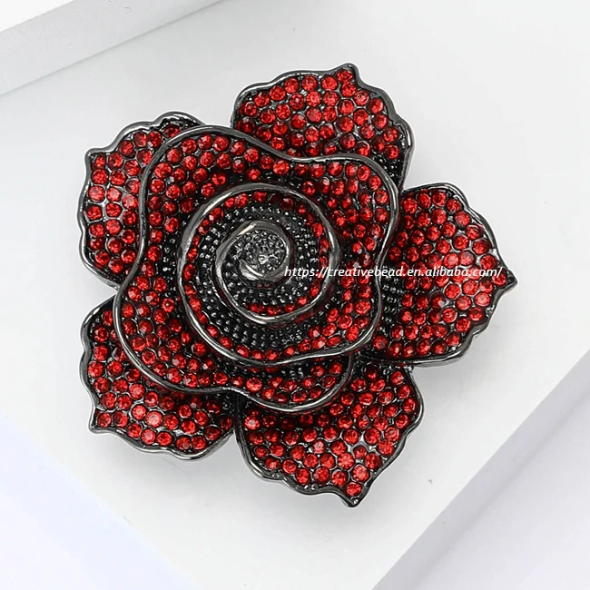 Hot Sale Popular Design Red Rose Brooch Pin for High Quality  Rhinestone Designer Charms Factory Wholesale Fashion Jewelry