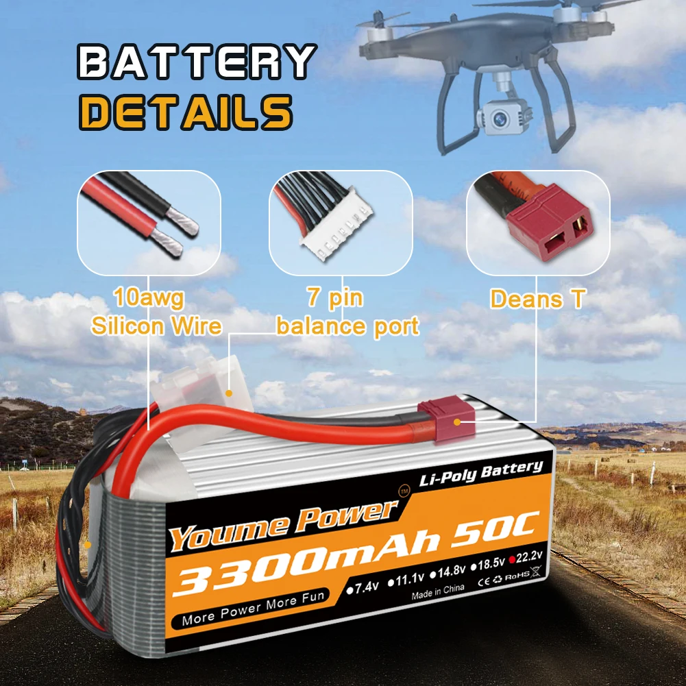 Model aircraft batteries 2-6s 5200mah 7.4V/11.1V/14.8V/18.5V/22.2V with T/TR/XT60/XT90/EC5 plugs manufacture