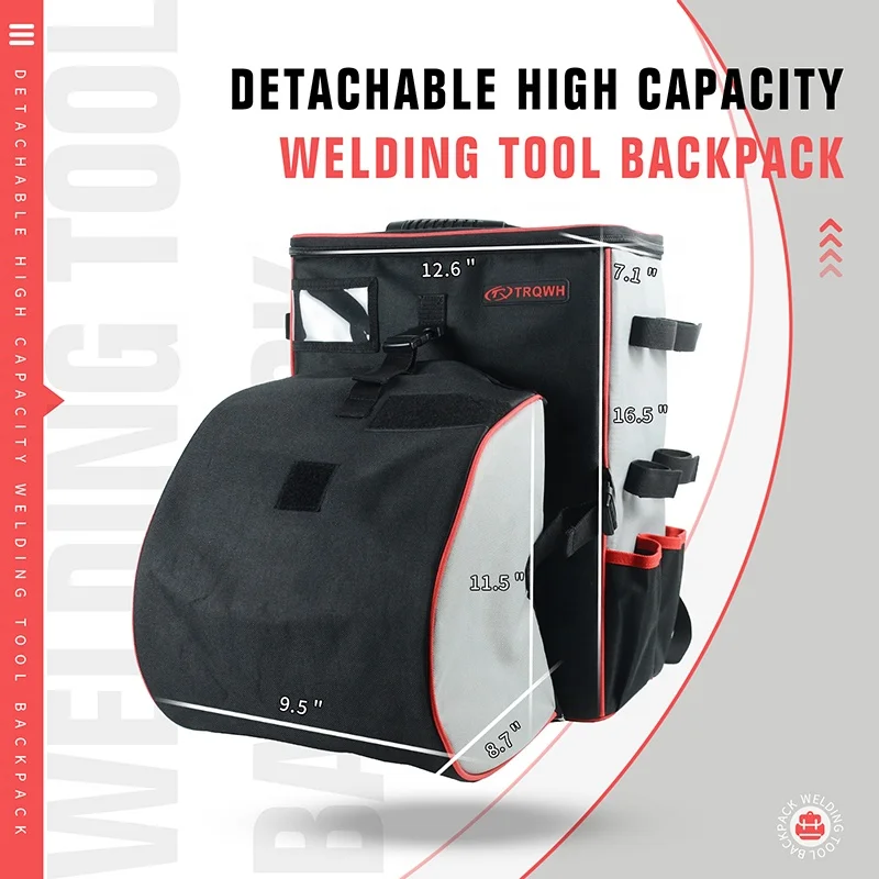 TRQ Factory Custom Welder Backpack Welding Tool Bags with Helmet Pouch Welding Tools Backpack