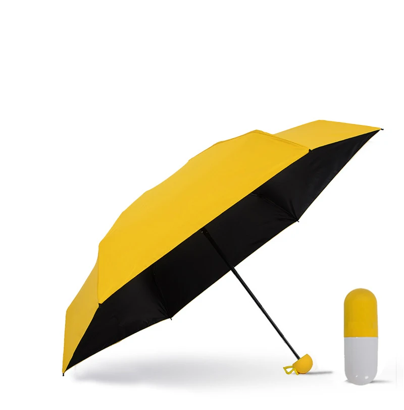 Mini Capsule Anti UV Vinyl Sunscreen with Case Rain Umbrellas Portable Sun Block Pocket Umbrella