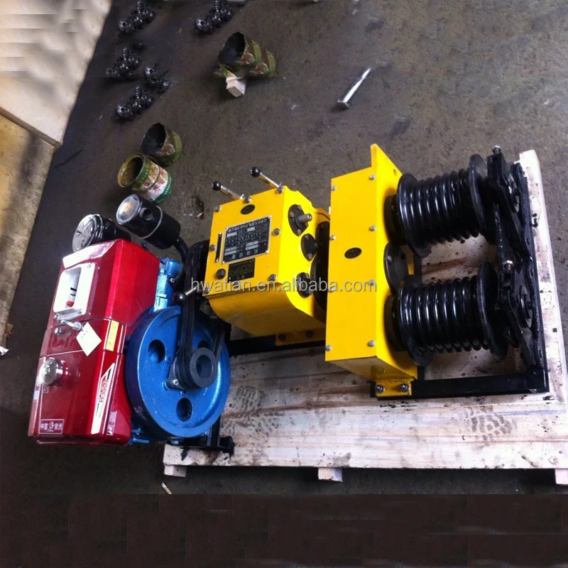 5T Double Drum Winch with Petrol Diesel Engine Electric Motor for Cable Laying at Civil Engineering Projects