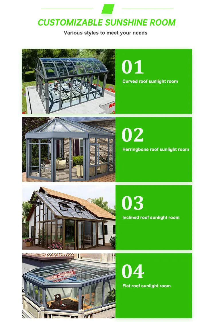 Modern Greenhouse Sunroom Prefab Outdoor Modular Winter Garten Aluminum Frame Skylight Roof 3685