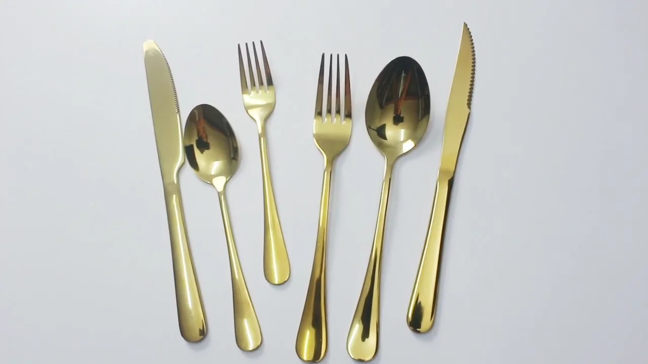 Cheap Stainless Steel Matte Cutlery Golden Buy Cutlery Golden