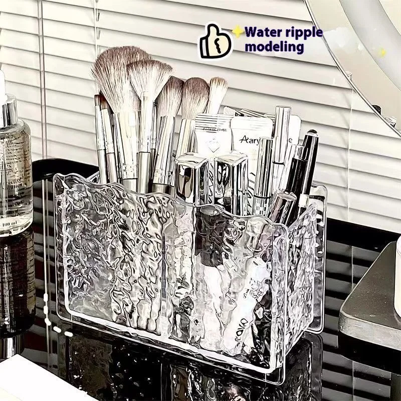 Wholesale Transparent Plastic Eco-Friendly Modern Desktop Makeup Brushes Holder Multifunction Clear Cosmetic Organizers Creative