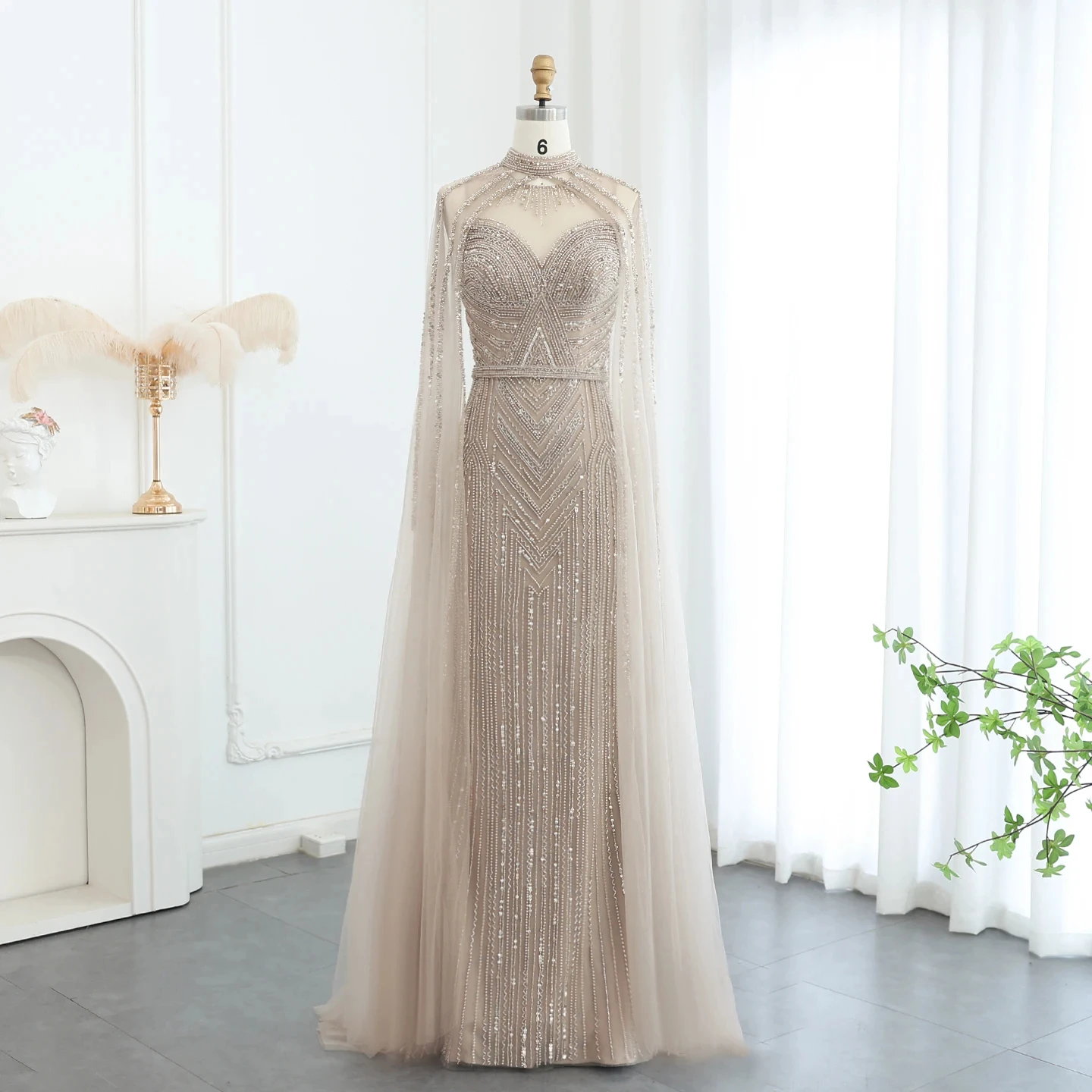 long sleeves muslim party dresses with cape sleeves covered Engerla Luxury Pearls Muslim Mermaid Evening Dress Women High Neck Long  Cape Sleeves Formal Prom Party Gowns US2 Champagne at Amazon Women's  Clothing store