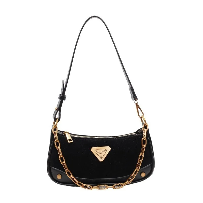 Foreign Trade Lady European-American Retro Women’s PU Underarm Shoulder Crossbody Bag Spring 2026 New Fashion Chain Zipper