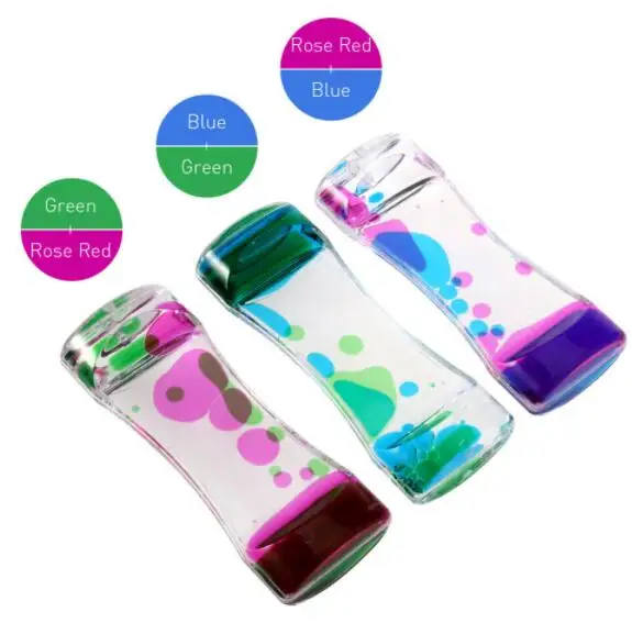 Liquid Motion Bubbler Timer with Floating Color Lava Incredibly Effective Calming Stress Relief Hourglass Toy for Kids Autism