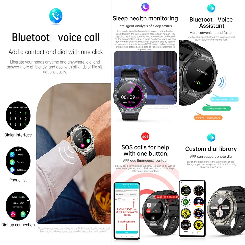 Smartwatch AMOLED Smart Wrist Watch Call Storage Touch Lcd Color Screen Oled Display Ip68 Waterproof Smart Watch
