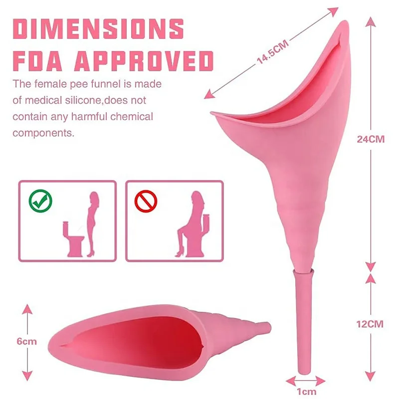 Customized Portable Female Urination Device Reusable Urinal Silicone Women Pee Funnel Silicone Pee Ladies Post Op Pee Funnel