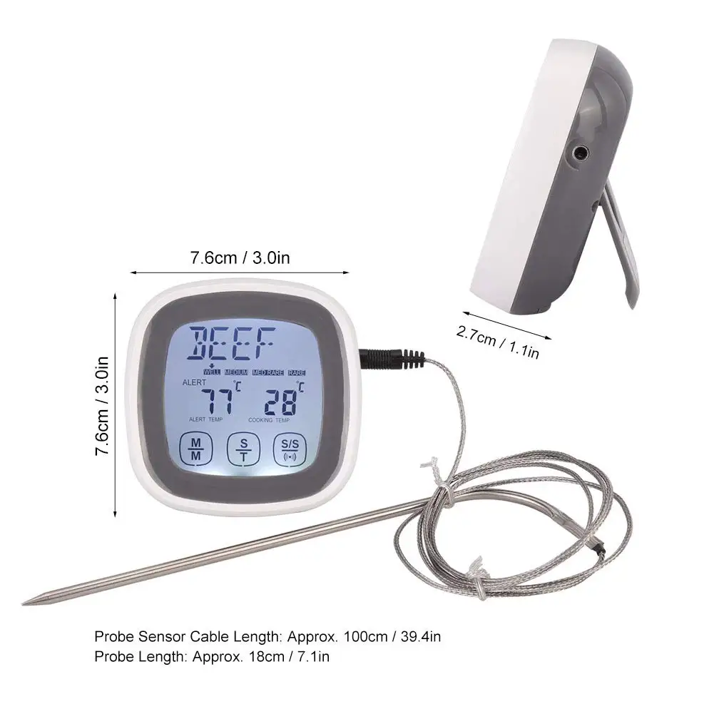 Cross Border Export Touch Screen Wireless Food Thermometer Multifunctional Meat Barbecue Electronic Thermometer