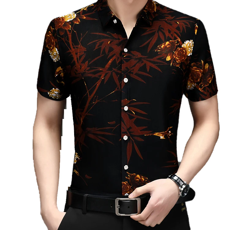 OEM/ODM Royal Casual Shirt High Quality Short Sleeve Digital Printed Men's big size Shir custom plus size casual323_voghion.com