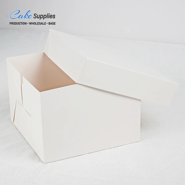 Wholesale Luxury Bulk Birthday White Square With Lid Cake Box 8" 10" 12