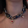 Retro silk scarf love necklace
