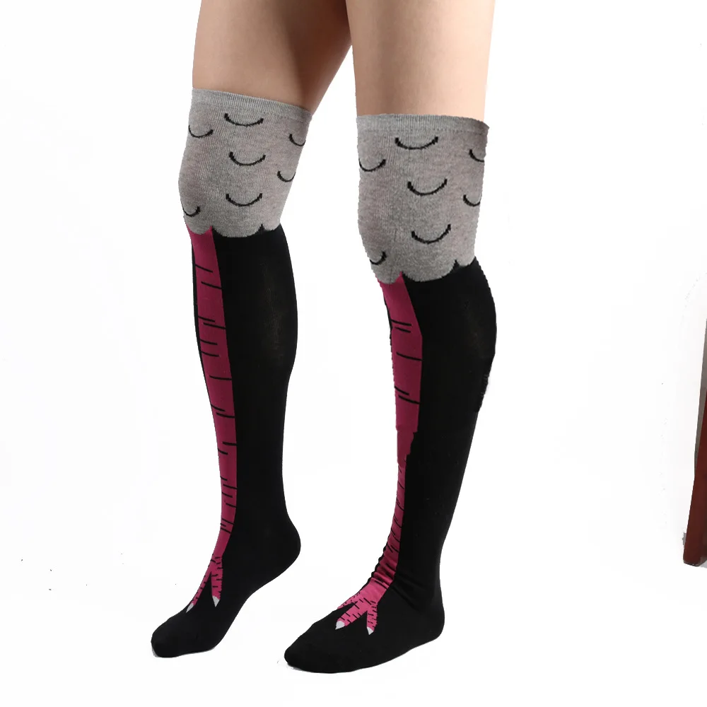 WUSJCOF 1 Paio Divertenti Calzini con Cosce di Pollo, Costume di Carnevale, Calze Gallina, Calzini Donna Divertenti, Piedi di Pollo Sopra Ginocchio Socks, Regali Per Donne Uomini E Bambini