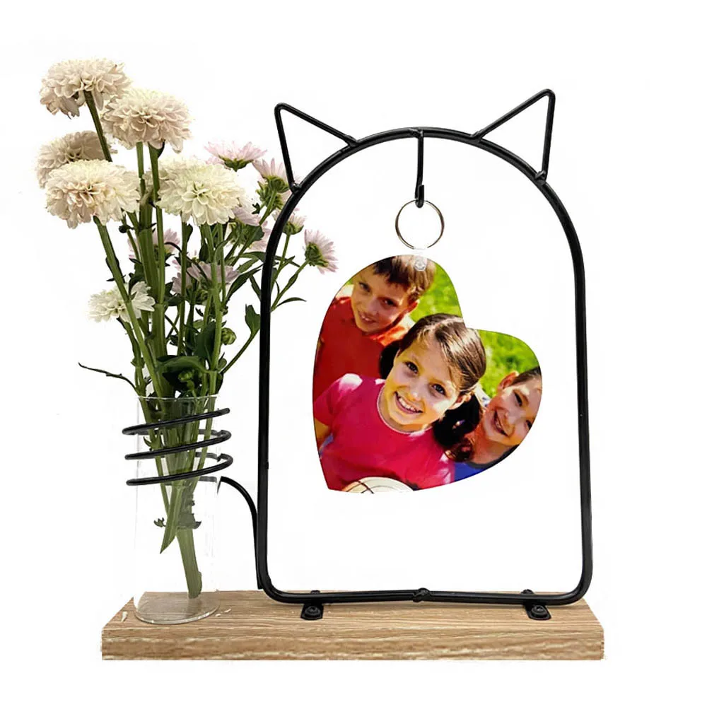 Board Sublimation Blank Photo Frame with Vase for Home Decoration Arrival Metal with Wood New Iron Artwork Black and Gold 20pcs