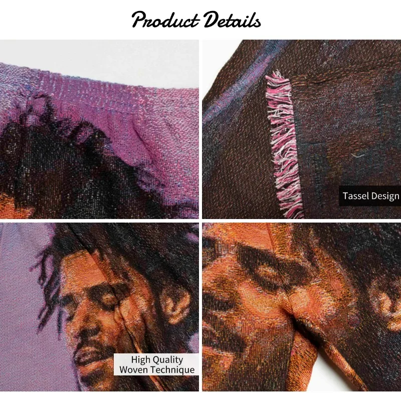 Factory Price American Plus Size Custom Logo Brand Blanket Pants Men Woven Tapestry Trousers