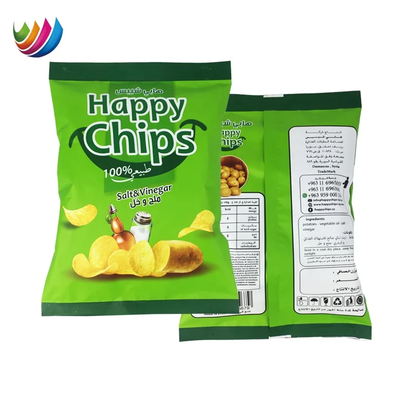 Custom Print MOPP CPP Mylar Flat Pouch Plastic Foil Plantain Potato Chips Packaging Bag