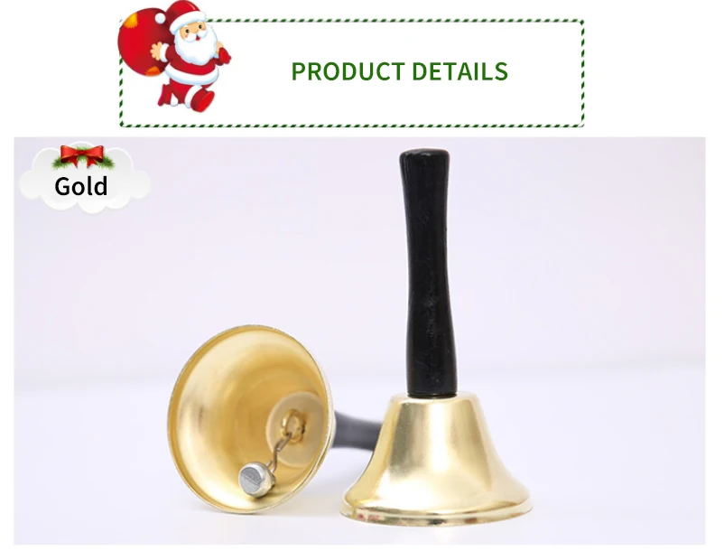 LOGOFUN 2PCS Retro Handheld Bell Metal Hand Call Bell Retro