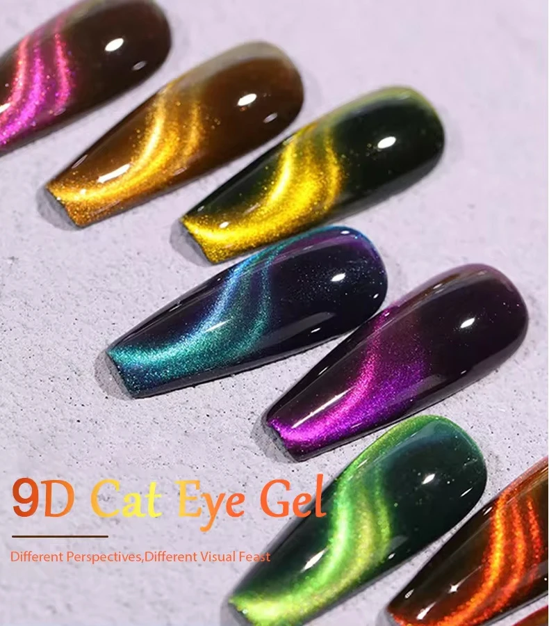 Factory Price Wholesale Custom Label Newest UV 9D Magnet Cat Eye Gel Nail Polish Spar Cat Eye Gel Nail Art Product
