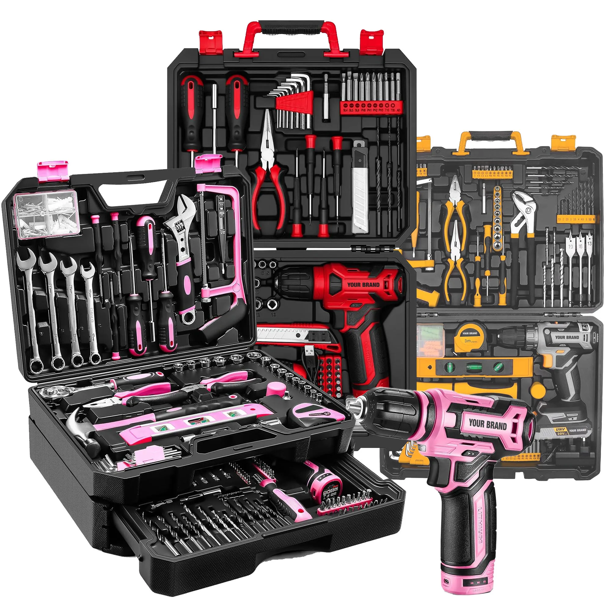 Hot-Selling 13pc Small Household Basic DIY Hand Tools Set Home Tool Kit in a Portable Tool Case for Online Retail