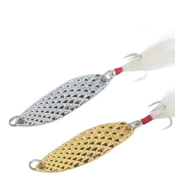 Leech Metal Spoon Lure with Reinforced Feather Treble Hook, Freshwater Artificial Bait for Mandarin Fish & Topmouth Culter – Metal Jig – view 2